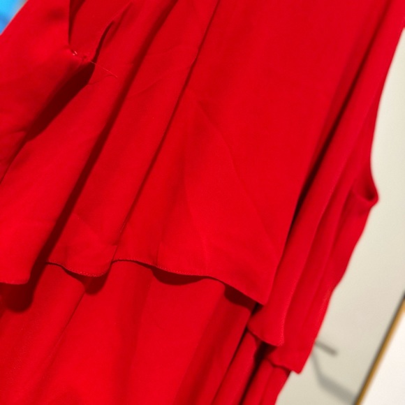 Zara Trafaluc Red Ruffle Back Tie Sleeveless Top Blouse - Picture 3 of 4